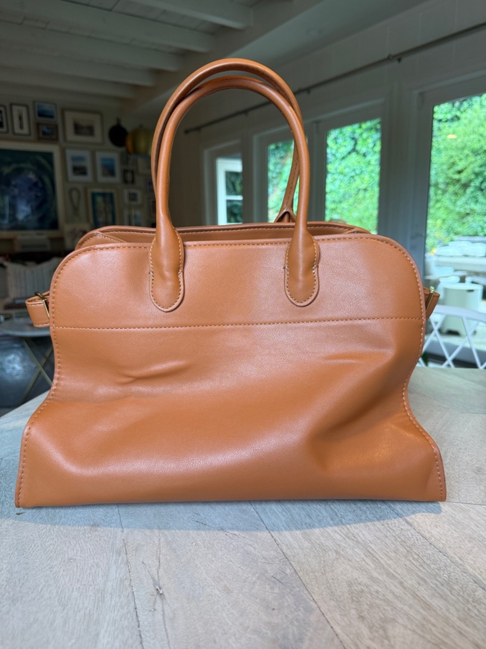 Leather Handbag in Camel / Tan NWOT - Picture 3 of 11